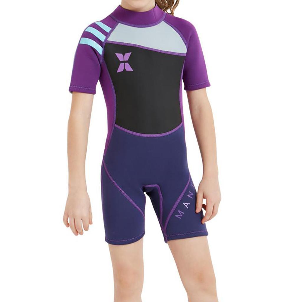 2.5mm Kids Short Sleeve Wetsuit Beach Diving  Swimsuit S