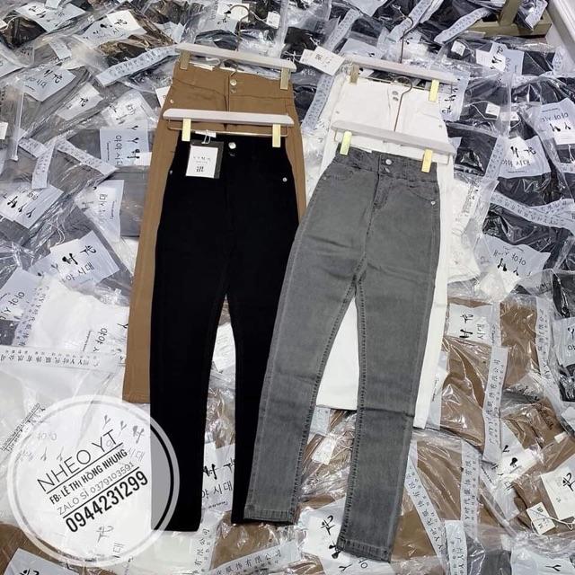 QUẦN JEAN NỮ CHẤT BÒ GIẤY KAKI 2 khuy siêu đẹp 765