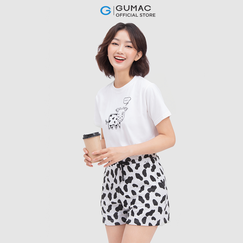 Quần short nữ GUMAC QC04010 in vân bò sữa dễ thương - ĐEN