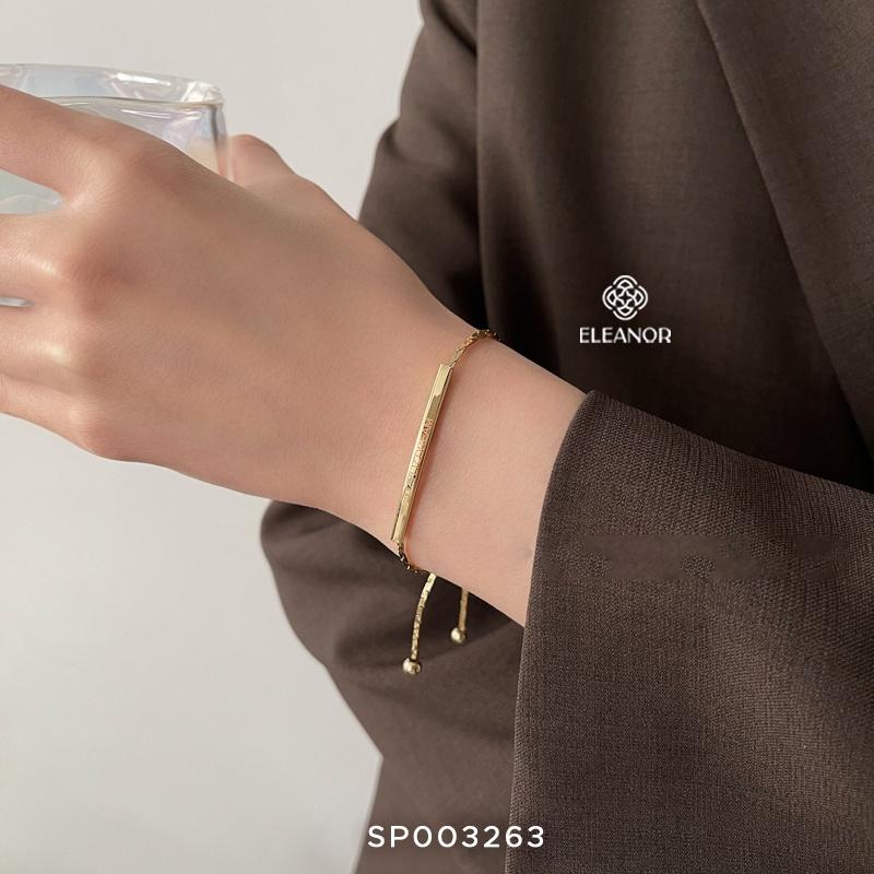 Lắc tay dây rút Eleanor Accessories vòng tay nữ gold bar khắc chữ Love Dream kiểu dáng đơn giản phụ kiện trang sức đẹp
