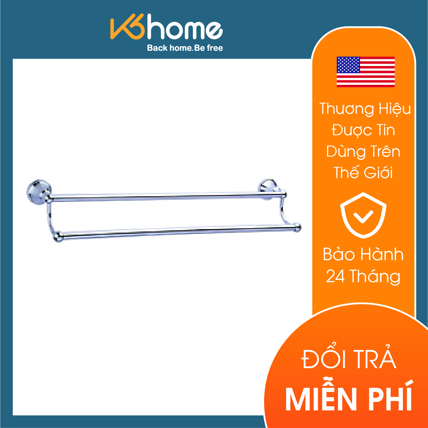 Thanh vắt khăn đôi dài 60 cm dòng Tyler Moen - 90021