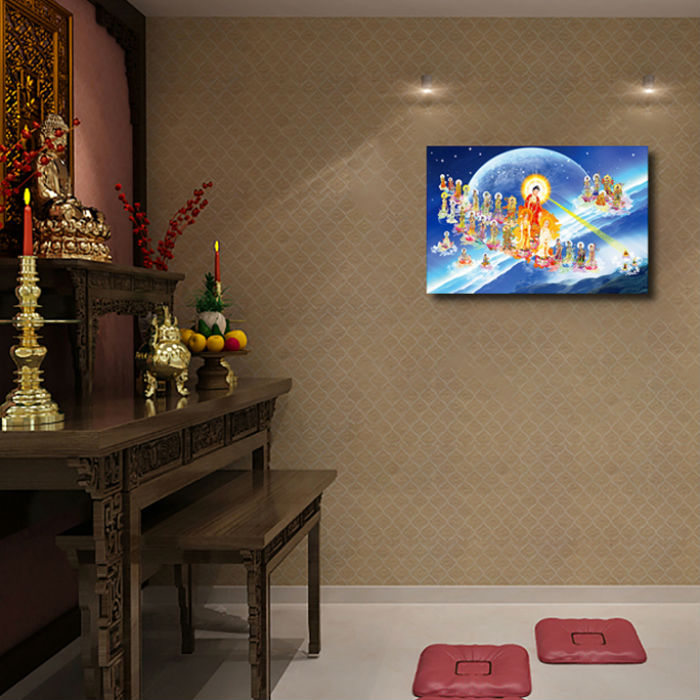 Hình phật trang trí nhà cửa, phòng thờ, nơi thờ cúng mẫu Phật tiếp dẫn tây phương, Tranh Phật Giáo HPV-109