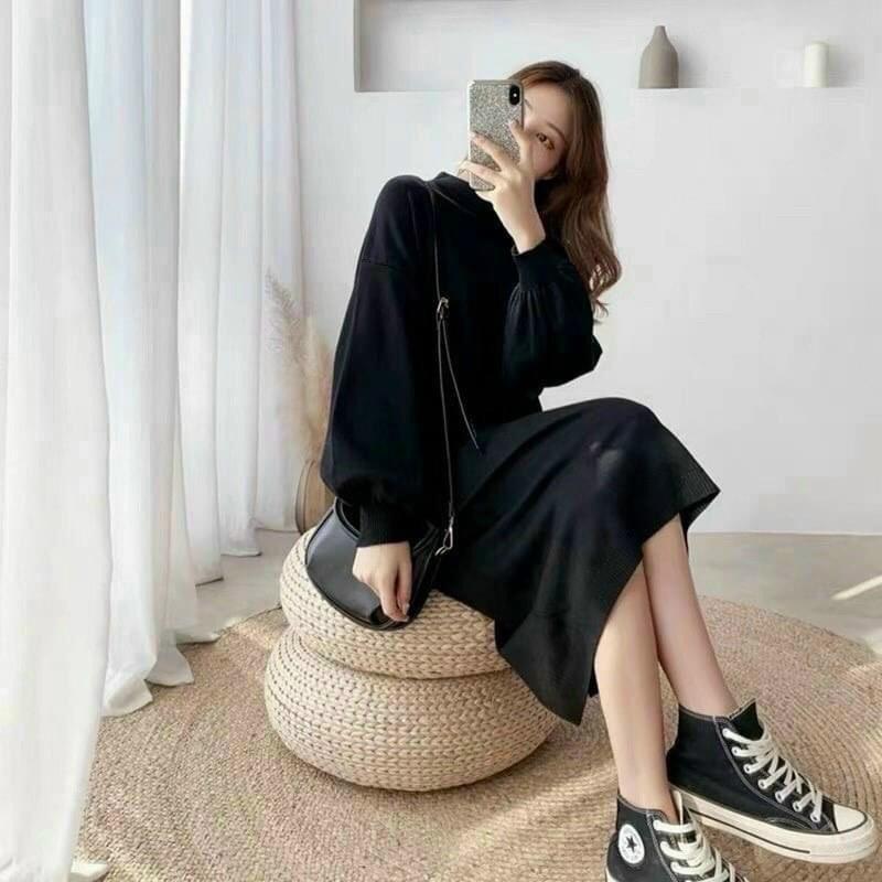 Váy len trơn tay bồng