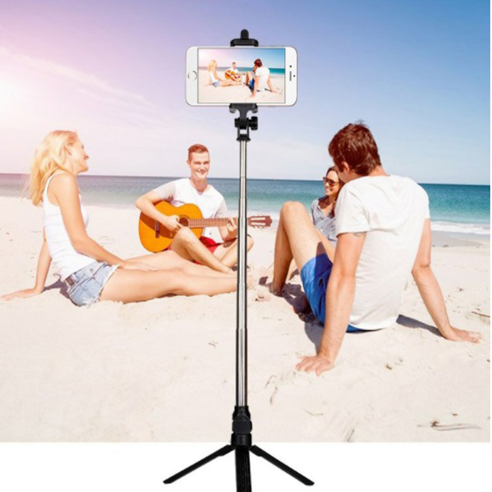 Gậy chụp hình tự sướng Selfie tripod bluetooth 28 kèm remote - Hàng Chính Hãng