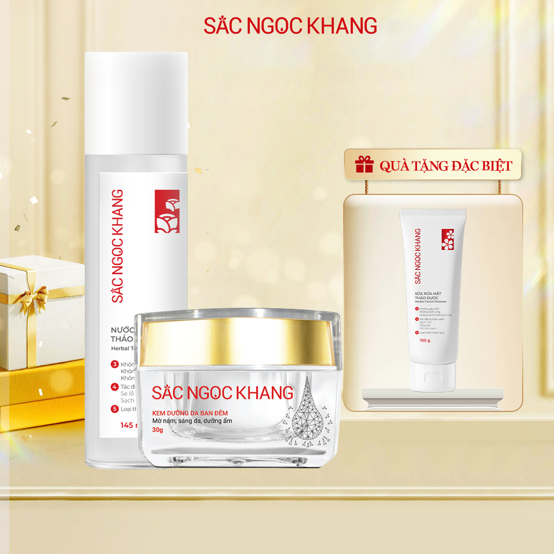 Bộ đôi kết hợp Kem dưỡng da ban đêm Sắc Ngọc Khang  30g + Nước hoa hồng 145ml (Sắc Ngọc Khang)