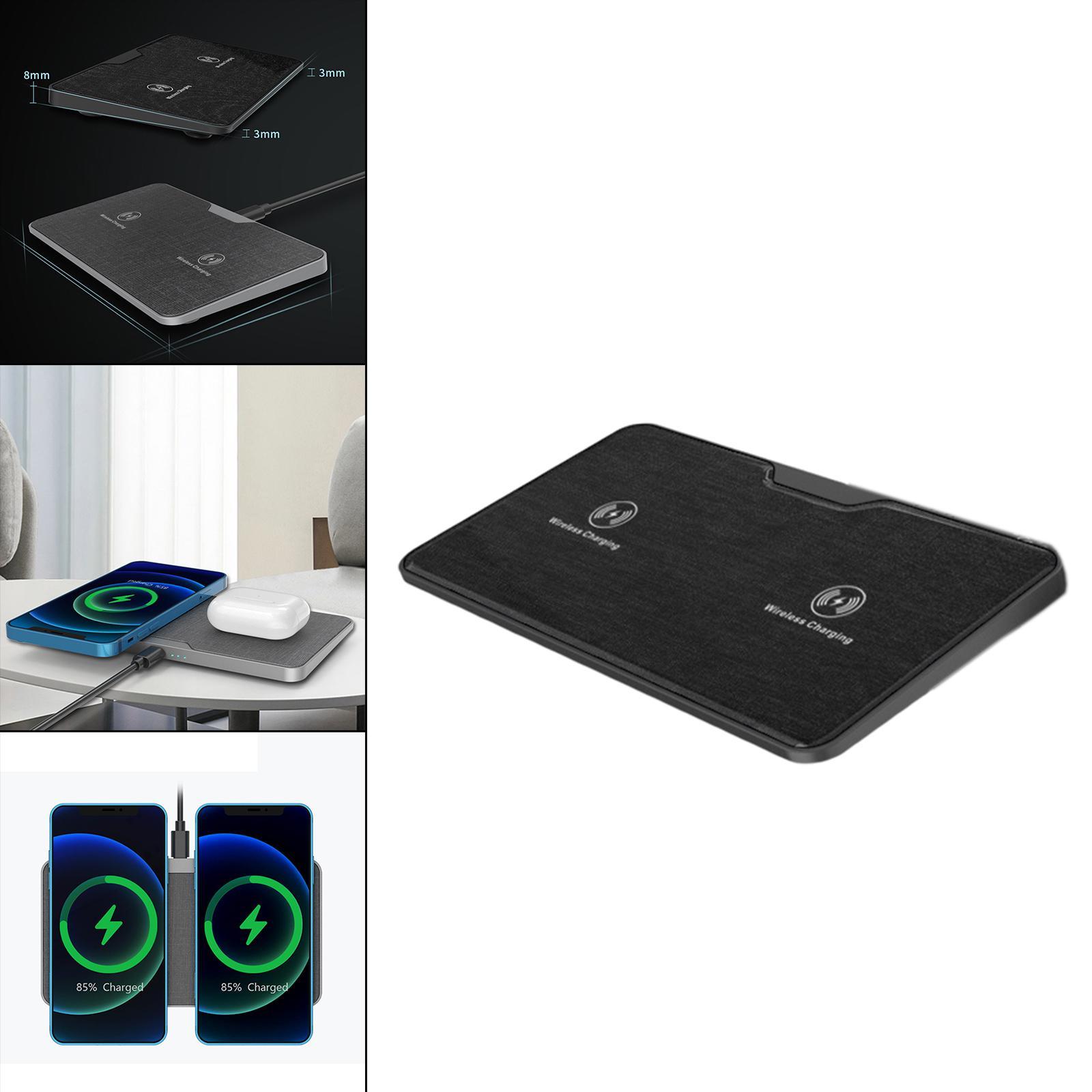 Dual Wireless Charger Charger ABS for Phone Black
