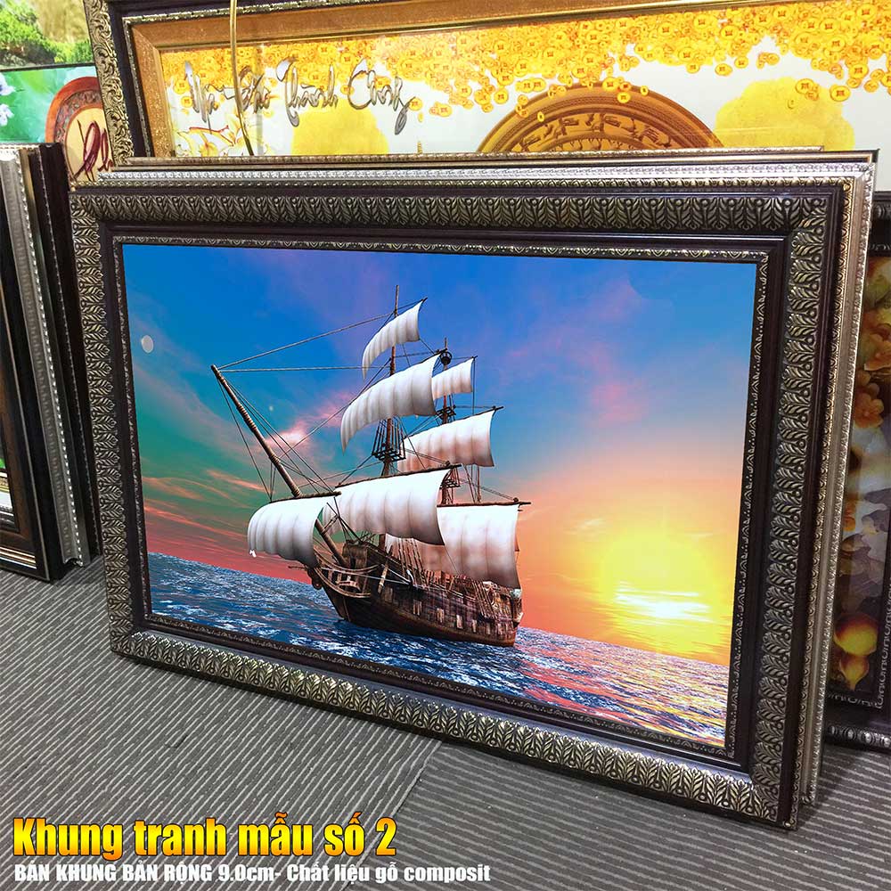 Tranh treo tường phòng khách, phòng ngủ THUẬN BuỒM XUÔI GIÓ chất liệu pvc gương / lụa kim sa. MS:3930L9