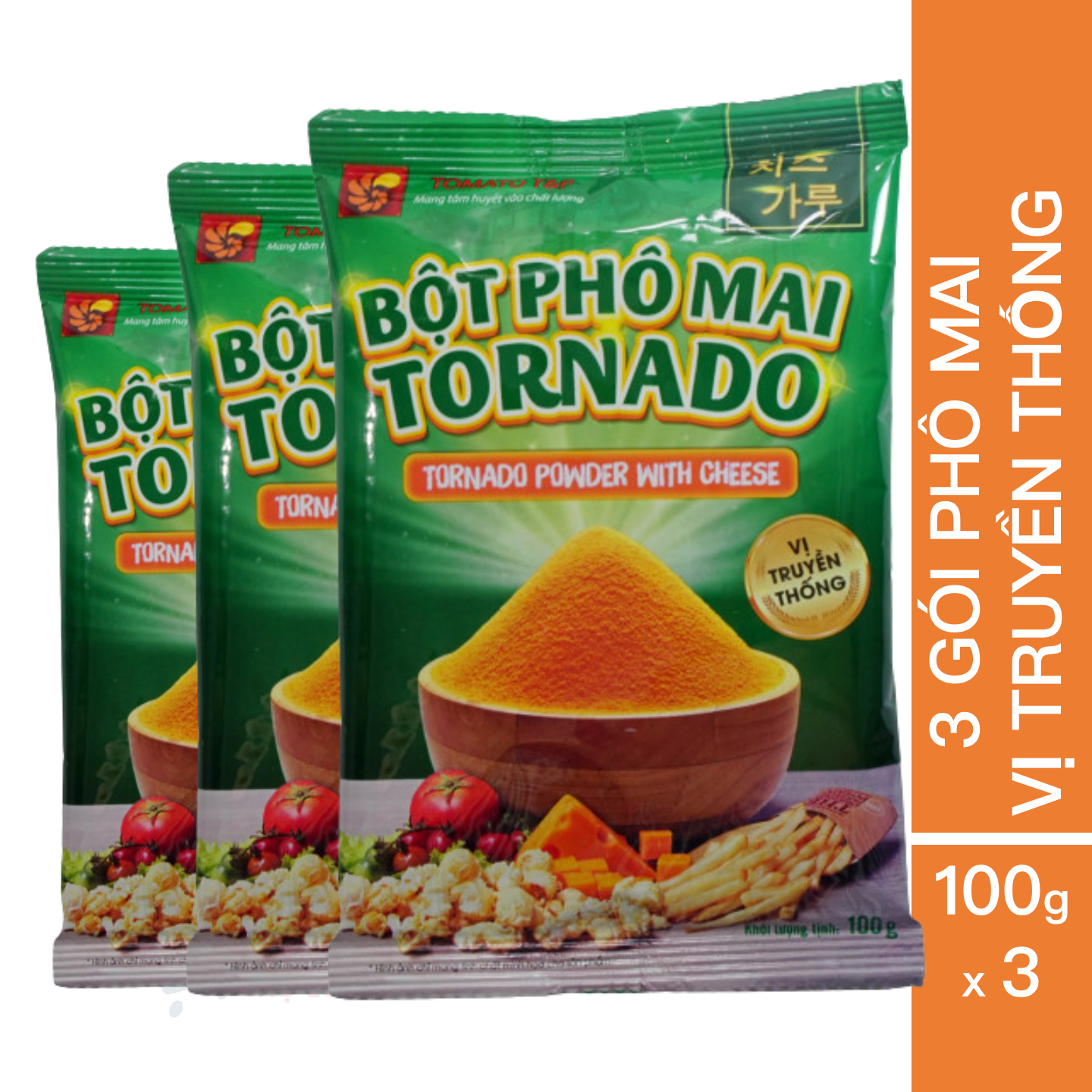 Combo 3 Gói Bột Phô Mai Tornado Vị Truyền Thống (100g / Gói)