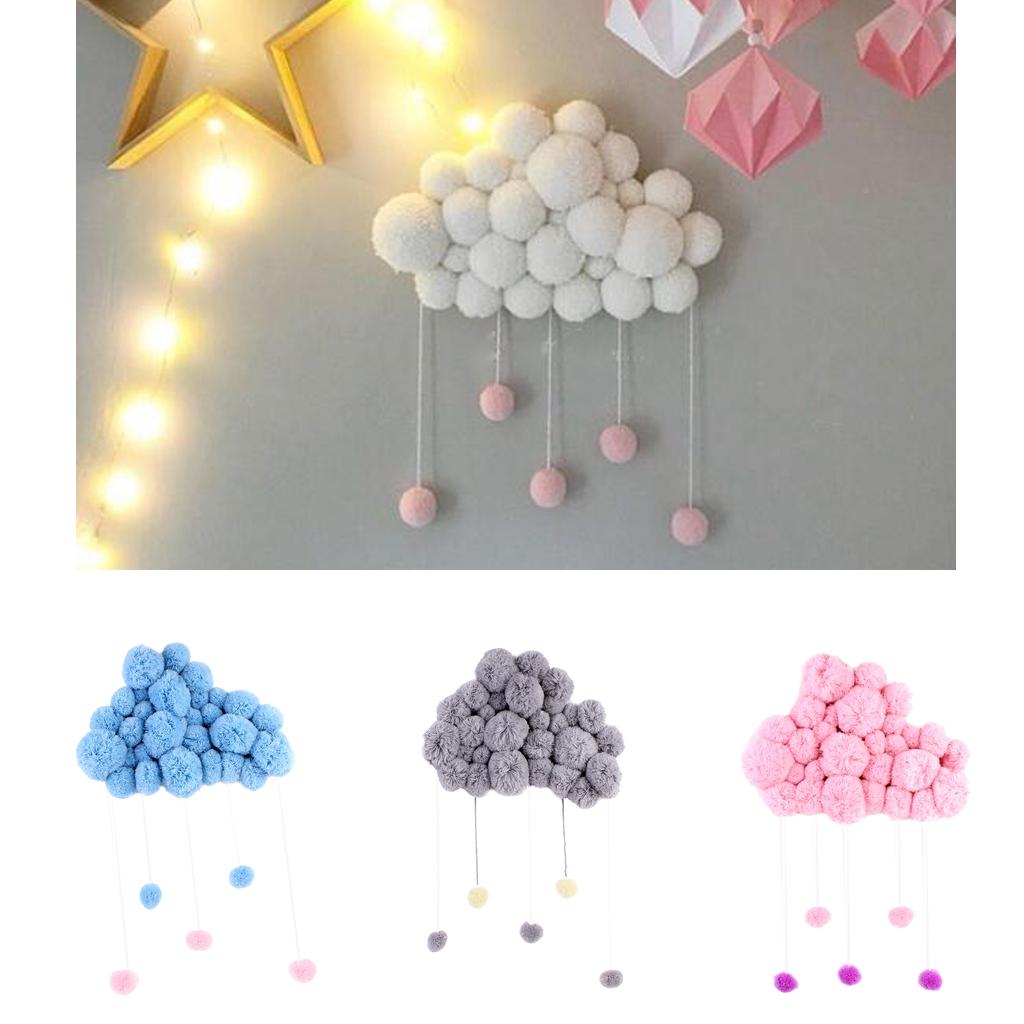Pom Pom Cloud Wall Hanging Ornament Kids' Room Home Bedroom Decoration White
