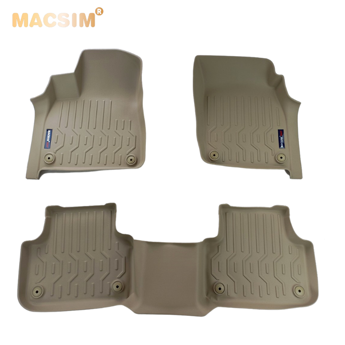 Thảm lót sàn xe ô tô AUDI Q7 2019+ tới nay Nhãn hiệu Macsim chất liệu nhựa TPV  màu be.