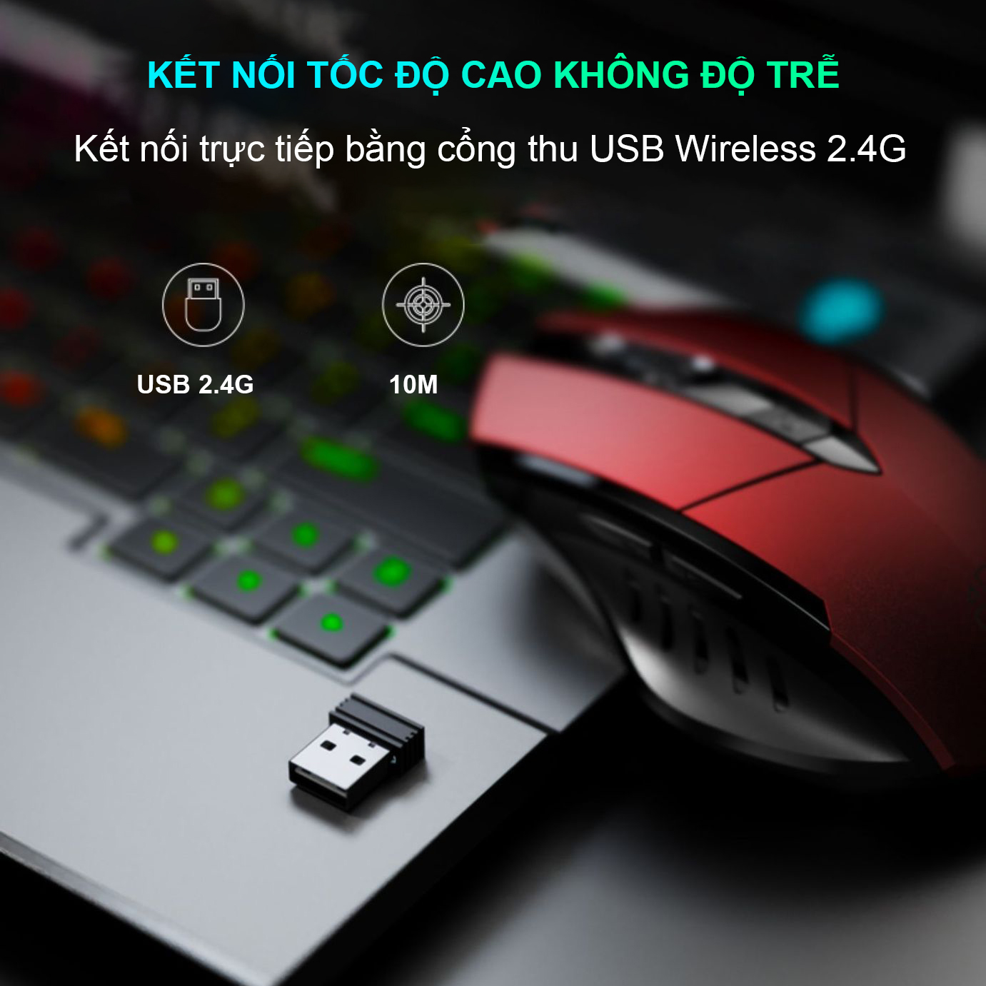 Chuột gaming không dây sạc pin Sidotech P6W cho game thủ chơi game chuyên nghiệp kết nối Wireless 2.4G không độ trễ, pin sạc sử dụng 30 ngày tương thích máy tính laptop window Mac OS - Hàng Chính Hãng