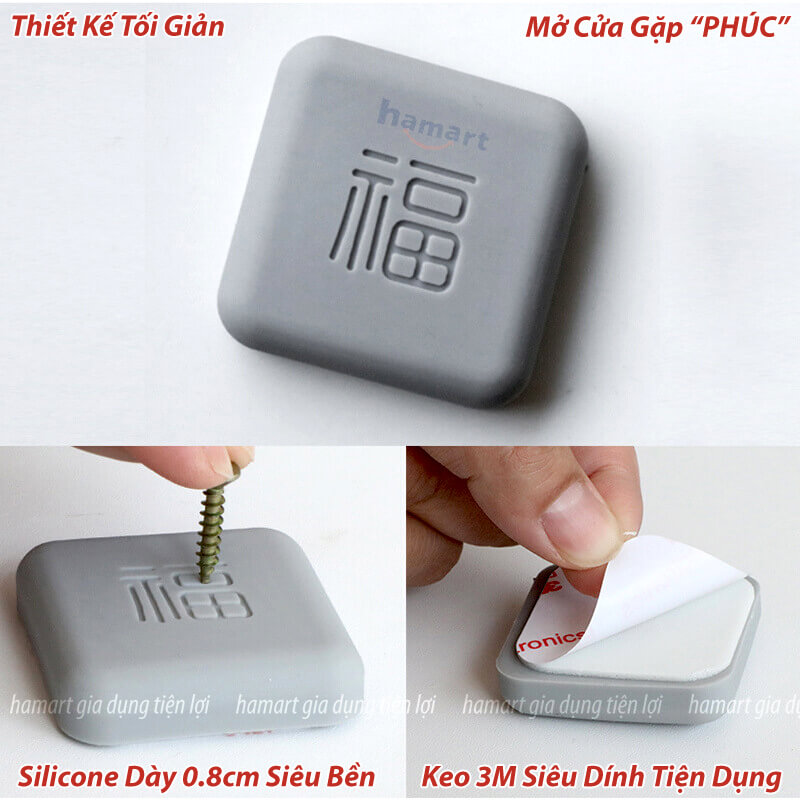 Nút Chống Va Đập Cửa Dán Bảo Vệ Tường Hamart Keo 3M Siêu Dính Silicon Chống Ồn Hiệu Quả