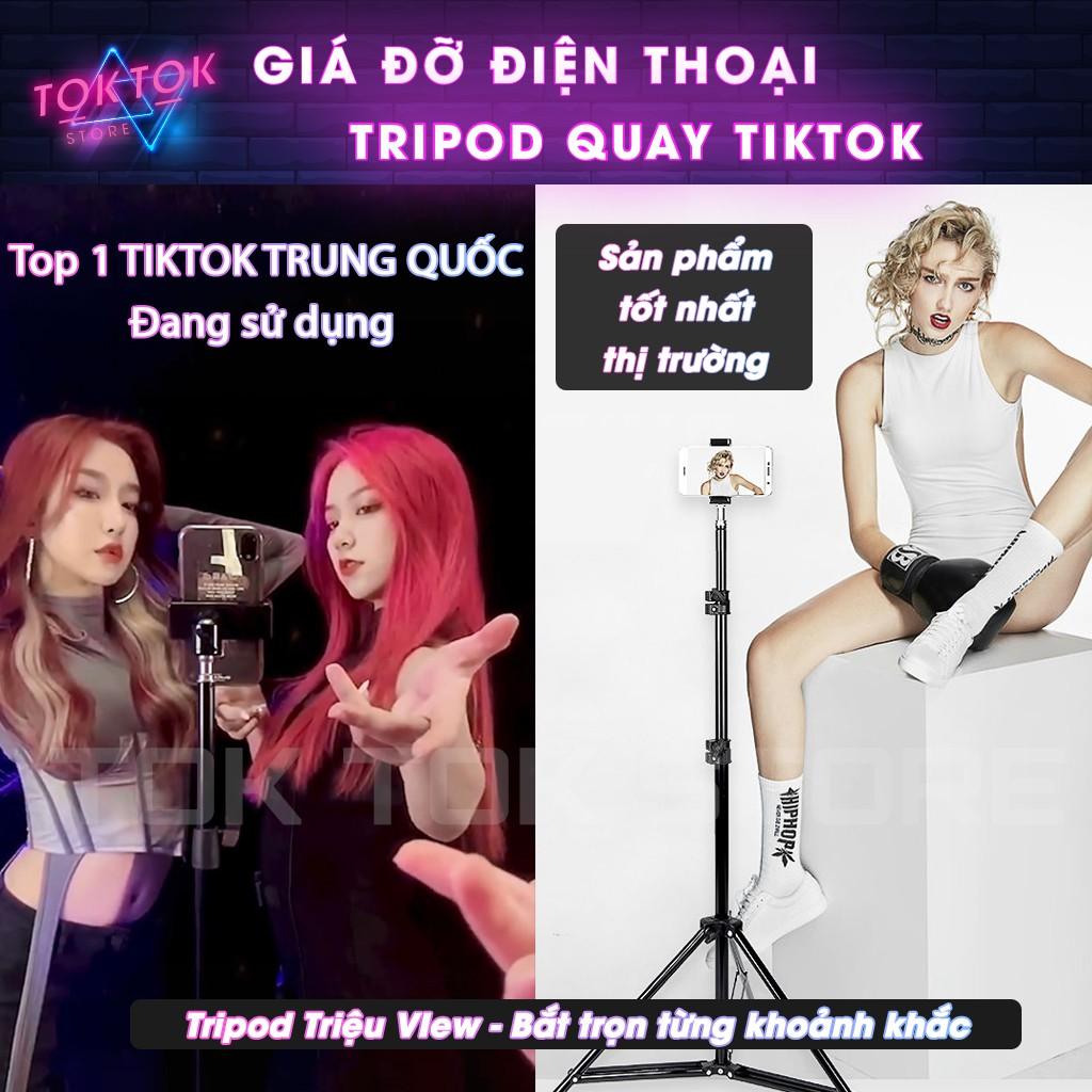 Giá đỡ điện thoại-Tripod quay TikTok chân đèn livestream chân đỡ máy ảnh cứng bền đẹp chắc chắn triệu view