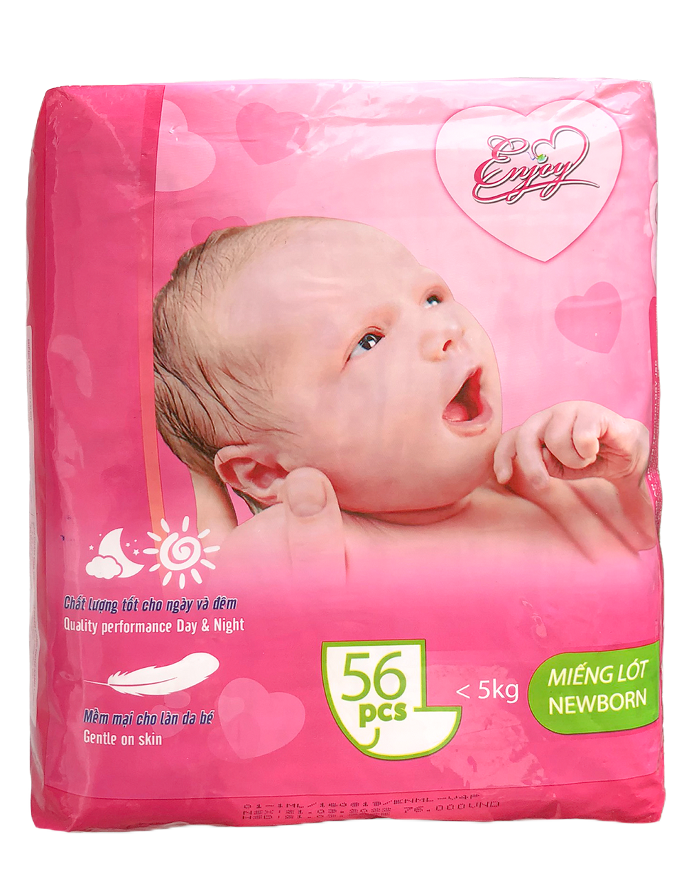 Miếng lót em bé ENJOY Cao Cấp ngày và đêm cho bé từ 3-5kg, mềm mại, thấm hút, chuẩn chất lượng Châu Âu - Gói 56 Miếng