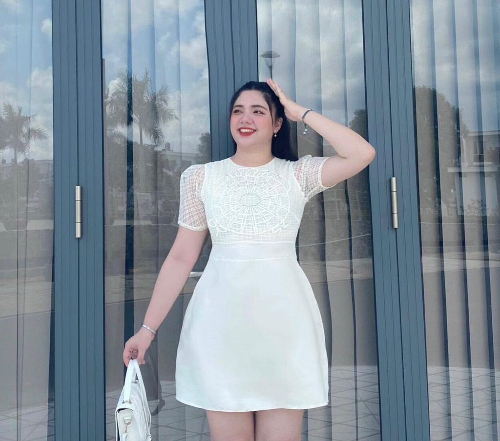 Đầm xòe phối ren lưới bigsize