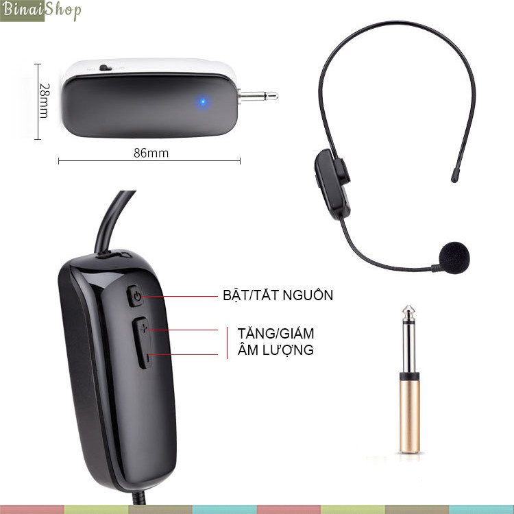 XXD-18 - Micro Trợ Giảng Không Dây UHF Cho Loa Trợ Giảng, Amply, Thiết Bị Thu Phát