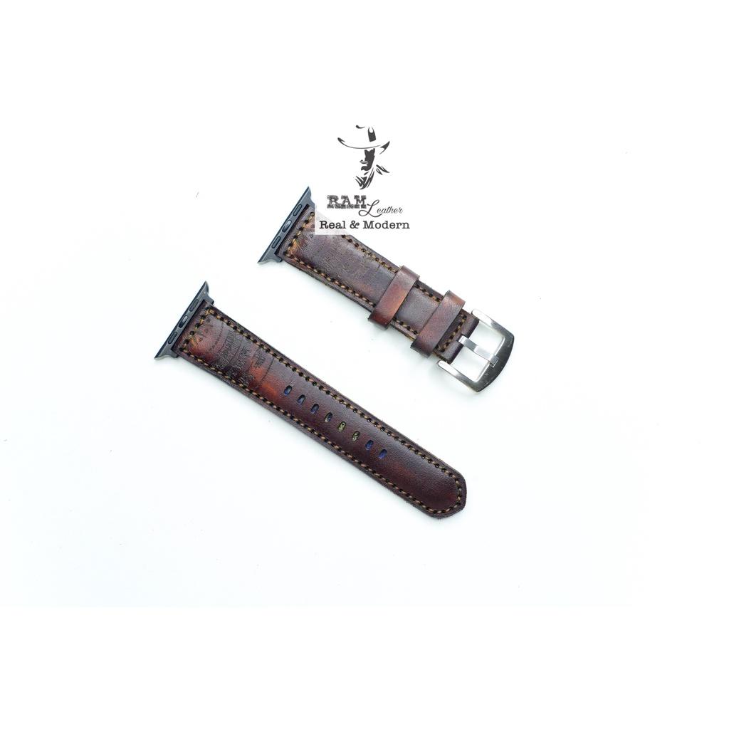 Dây đồng hồ trống đồng da bò thảo mộc vegtan cao cấp màu gỗ mahogany bền chắc - chính hãng RAM Leather