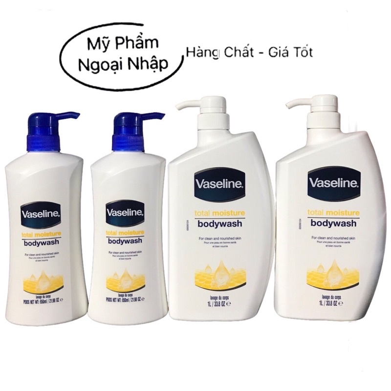 SỮA TẮM VASELINE TOTAL MOISTURE  TRẮNG DA DƯỠNG ẨM 1L( không có tem phụ- không xuất hóa đơn )