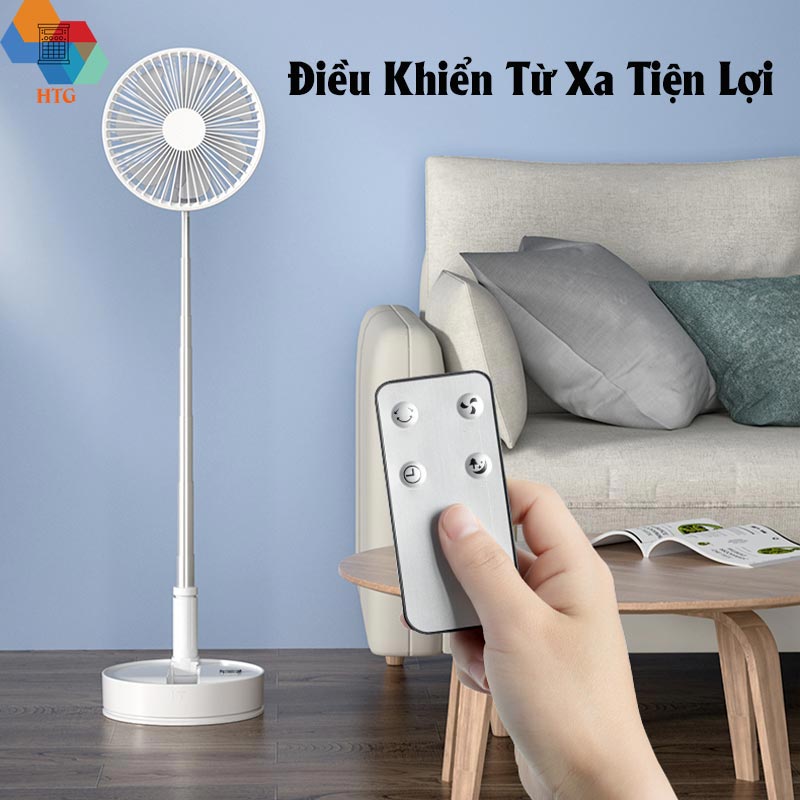 Quạt tích điện không dây Cyke P11 gấp gọn, có remote và tự động quay, hàng chính hãng