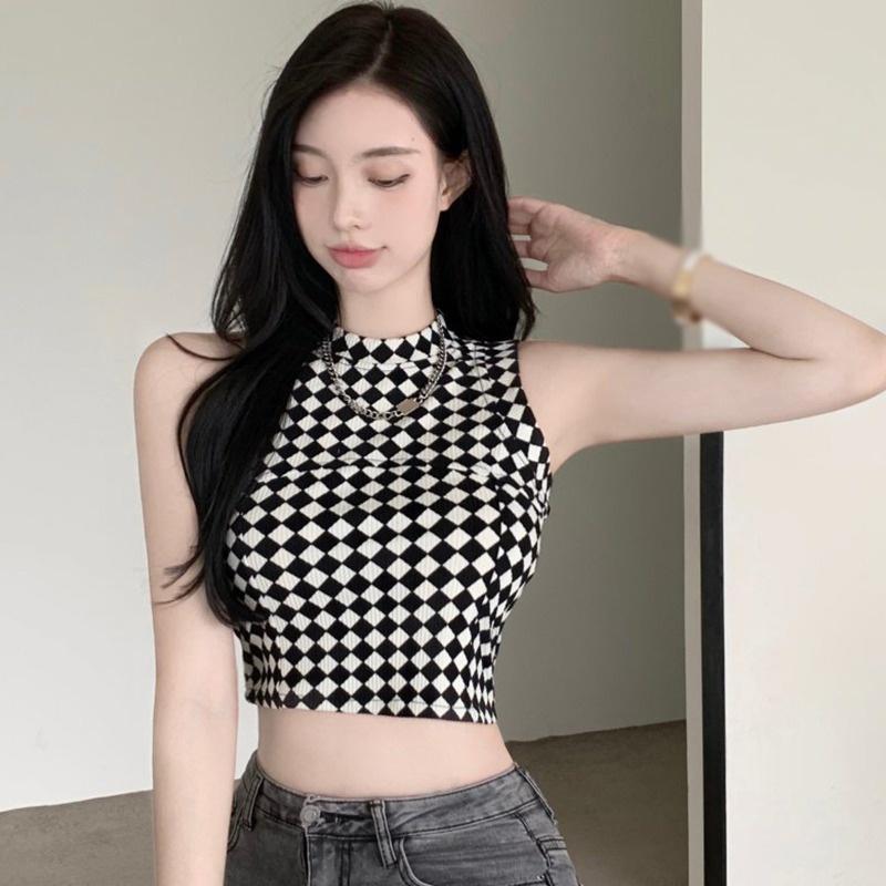 Áo Croptop Dệt Kim Sát Nách Thiết Kế Quyến Rũ Cho Nữ