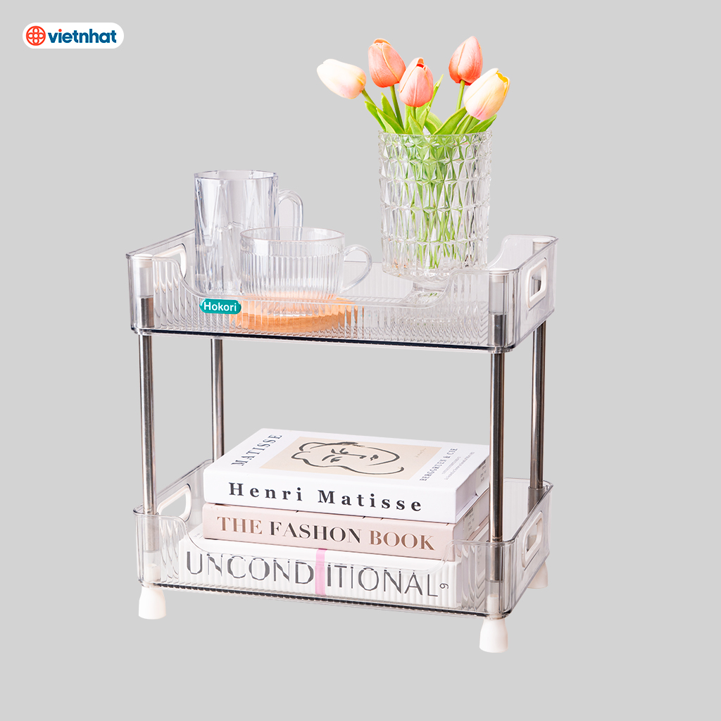 Kệ chữ nhật trong 2T-3T Hokori, kệ trong suốt decor phòng khách, kệ để đồ đa năng Việt Nhật cao cấp - Hàng chính hãng