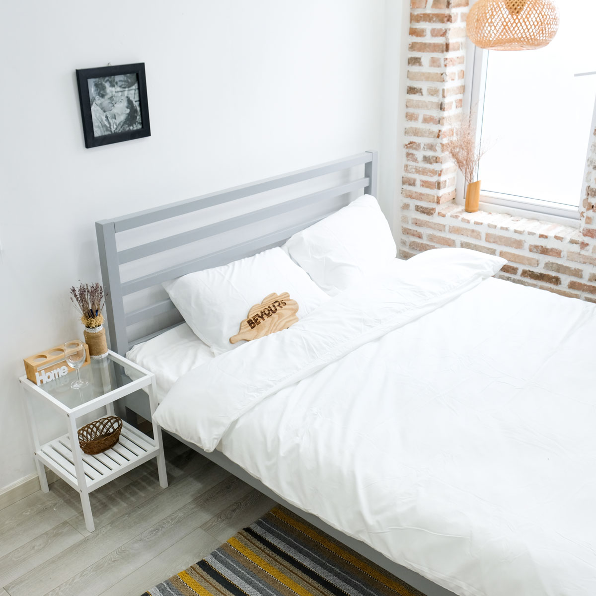 Giường Ngủ Gỗ Nan Simple Bed Nội Thất Kiểu Hàn BEYOURs - Xám
