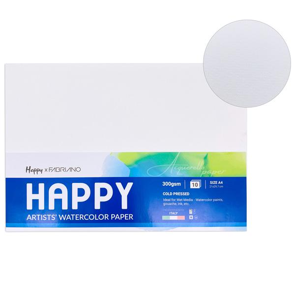 Giấy Happy Watercolor A4 - 20 Trang 300gsm - Happy x Fabriano HA300A4