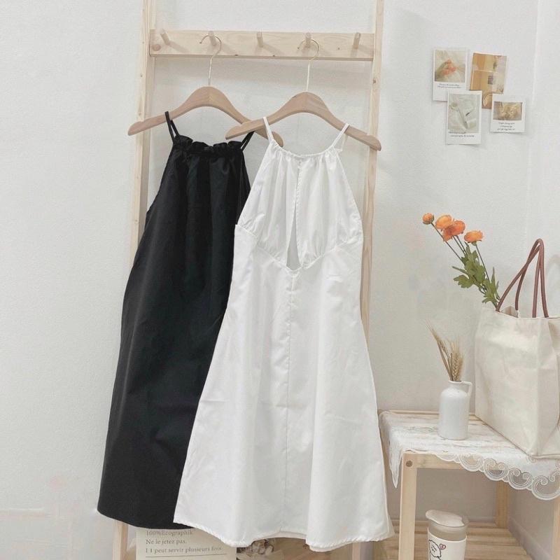 Váy Cổ Yếm Xẻ Lưng Cực Xinh, Váy 2 Dây Nữ