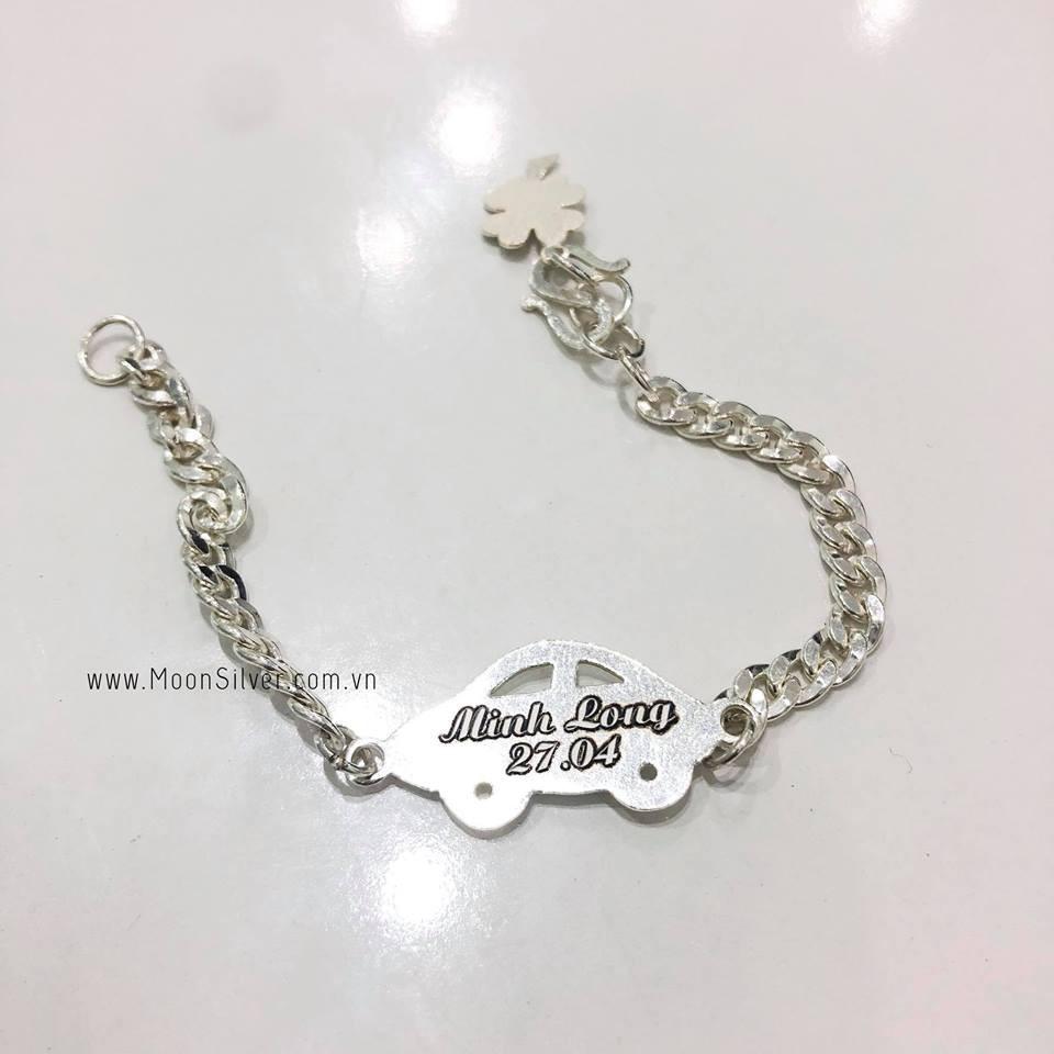 Lắc Tay Bạc Vòng Bạc Trẻ Em Khắc Tên Theo Yêu Cầu Cho Bé