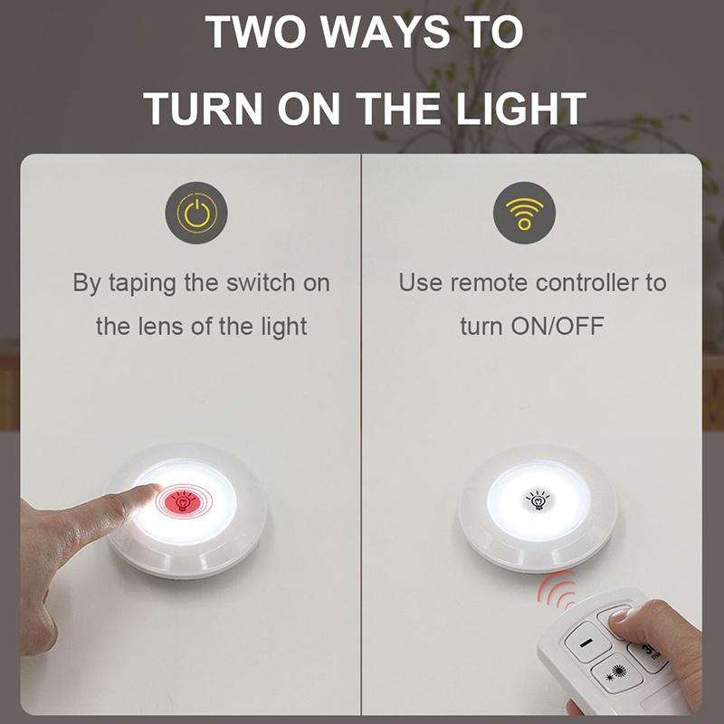 Đèn LED 3W siêu sáng điều khiển từ xa không dây dùng cho tủ quần áo/ nhà bếp/ phòng ngủ
