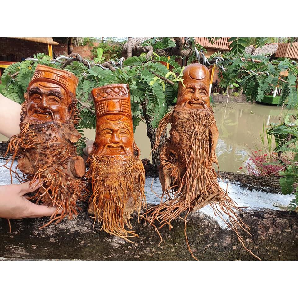 Tượng gốc tre Phúc - Lộc - Thọ chạm khắc handmade - sản phẩm may mắn cho gia chủ