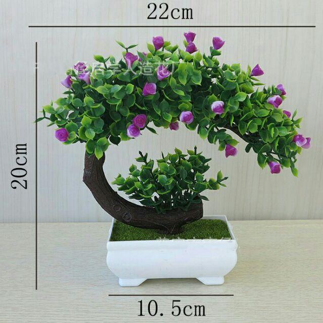 CÂY GIẢ BONSAI HOA RỰC RỠ (kèm chậu) để bàn trang trí decor