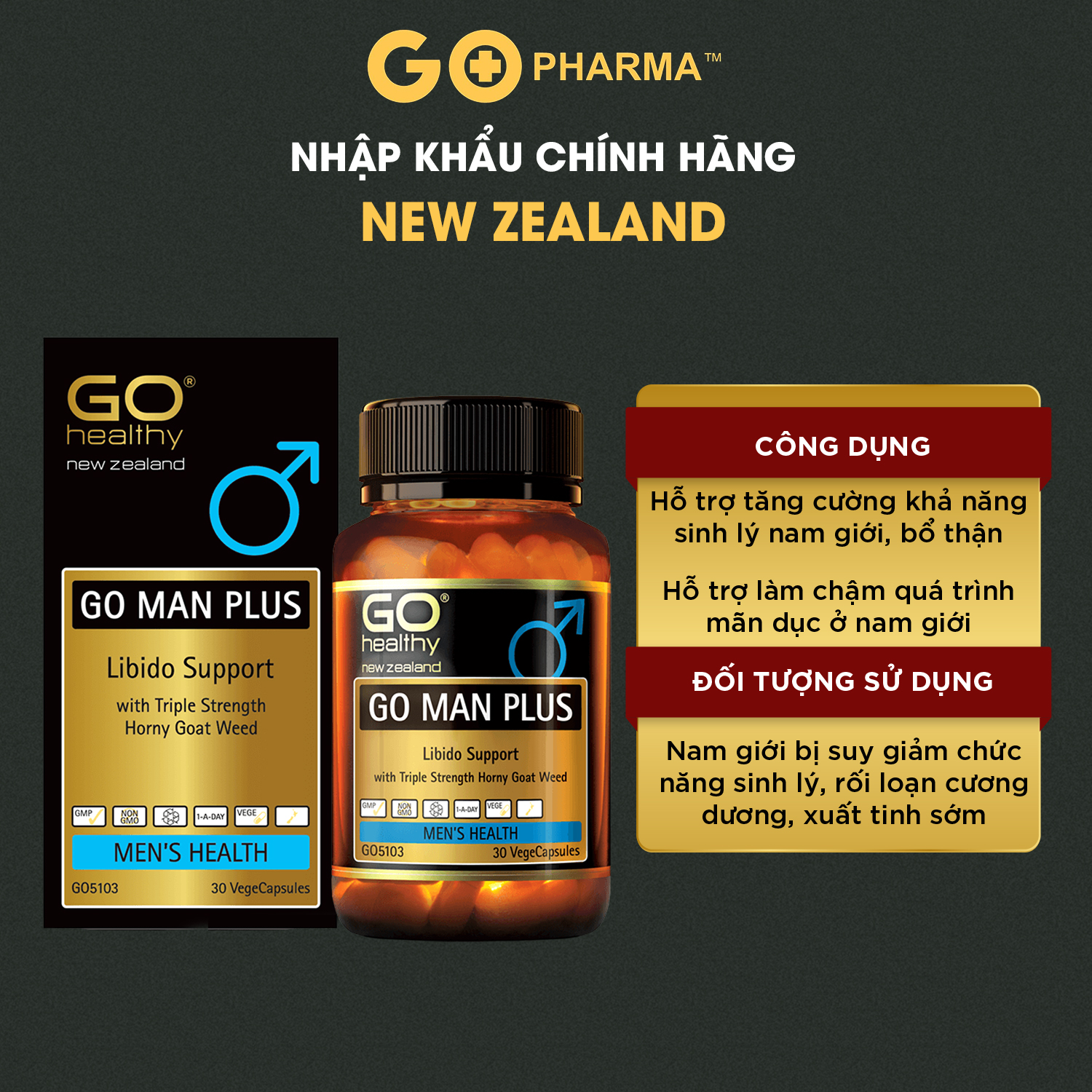 Viên Uống GO Man Plus - Cải Thiện Sinh Lý Nam GO Heathy New Zealand