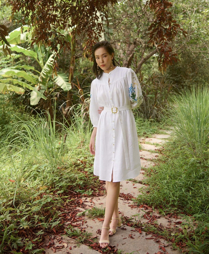 Đầm Linen Thêu Tay Mơ DRE206 thời trang thiết kế Hity