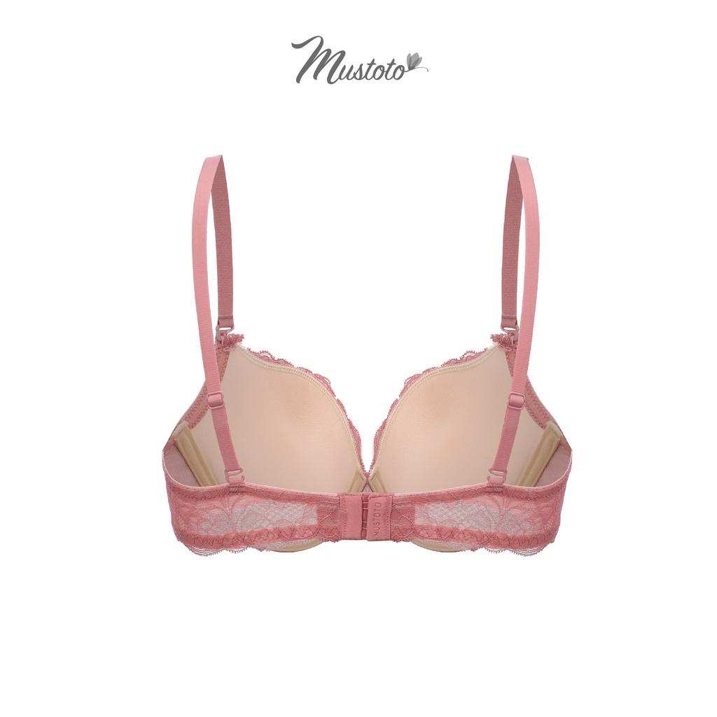 Áo Lót Nữ Mút Vừa 2cm Có Gọng Nâng Ngực Ren Flex Camellia Hồng Cam
