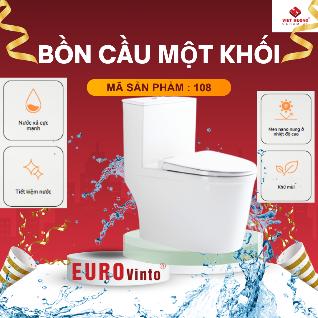 BỒN CẦU MỘT KHỐI EUROVINTO CAO CẤP MÃ 108