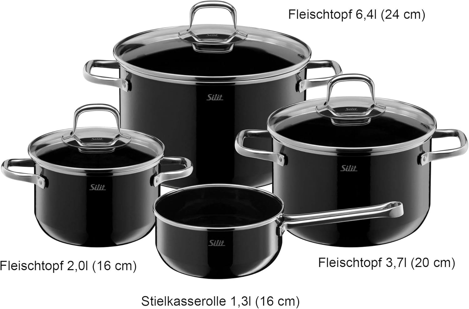 BỘ 4 NỒI SILIT ELEGANCE LINE MÀU ĐEN hàng chính hãng