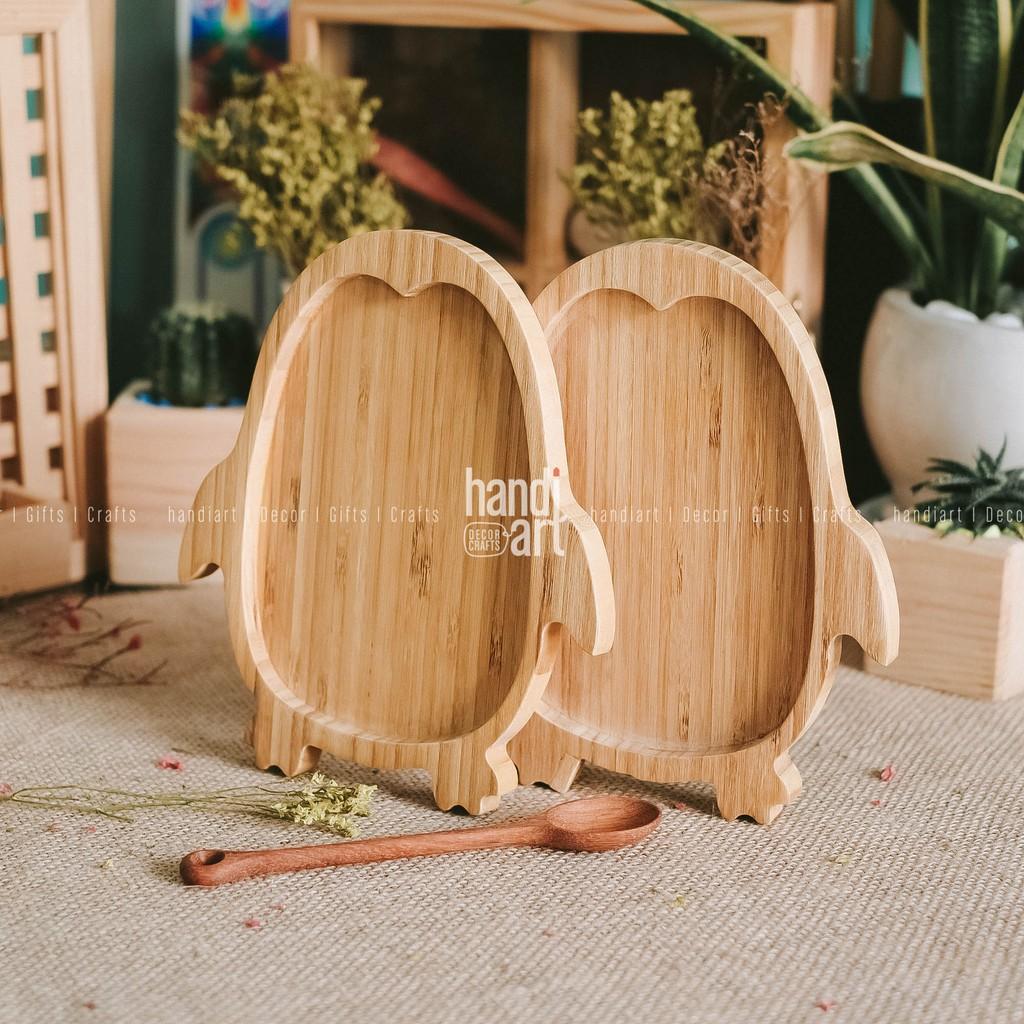 Khay gỗ tre hình chim cánh cụt - Khay gỗ ăn dặm - bamboo wooden tray