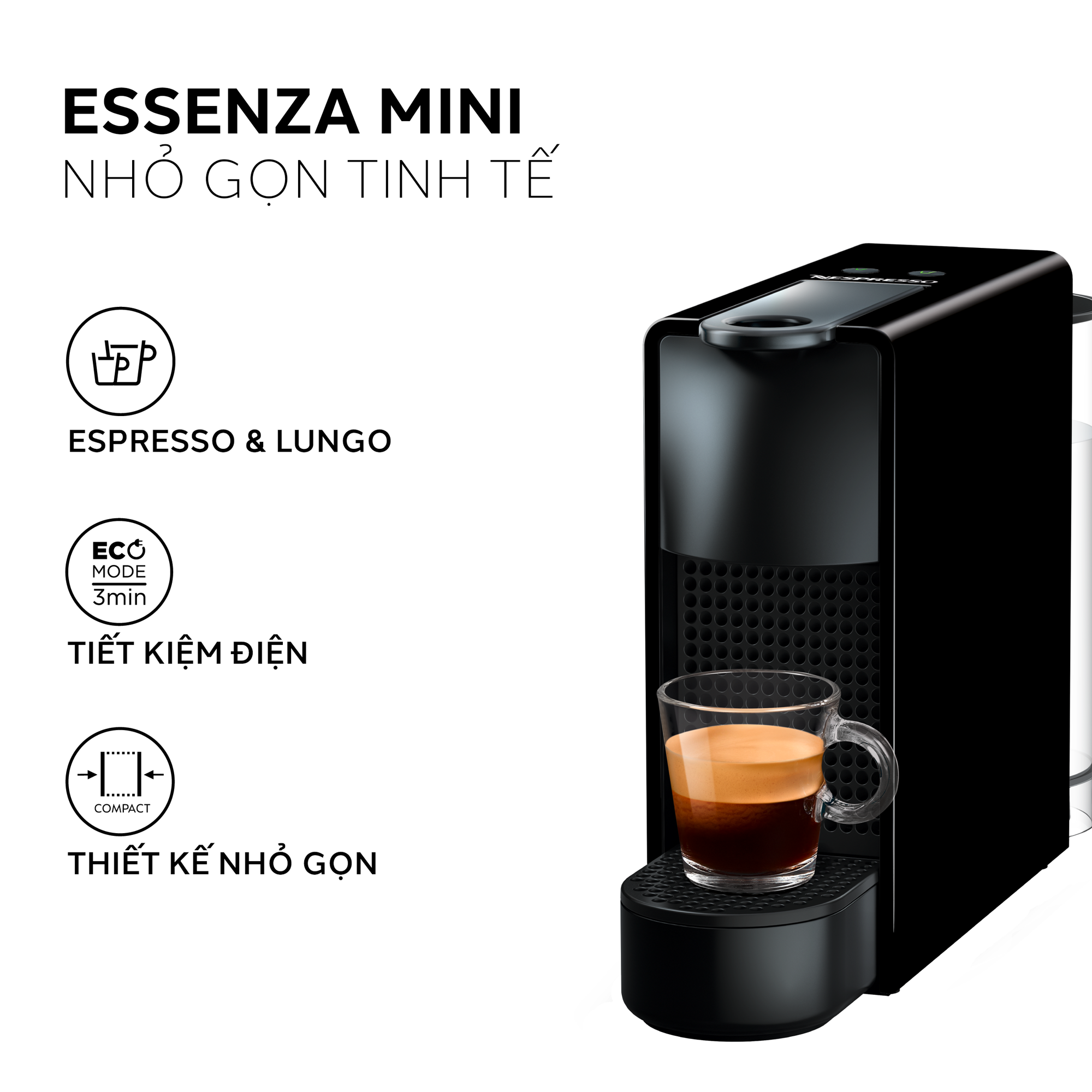 Máy pha cà phê Nespresso Essenza Mini Đen - Hàng chính hãng