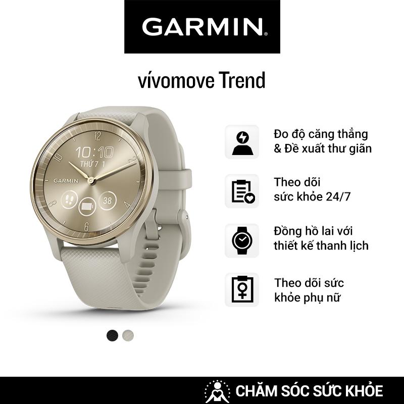 Đồng Hồ Thông Minh Garmin vívomove Trend (Black/White/French Grey/Mist Grey) - Hàng Chính Hãng