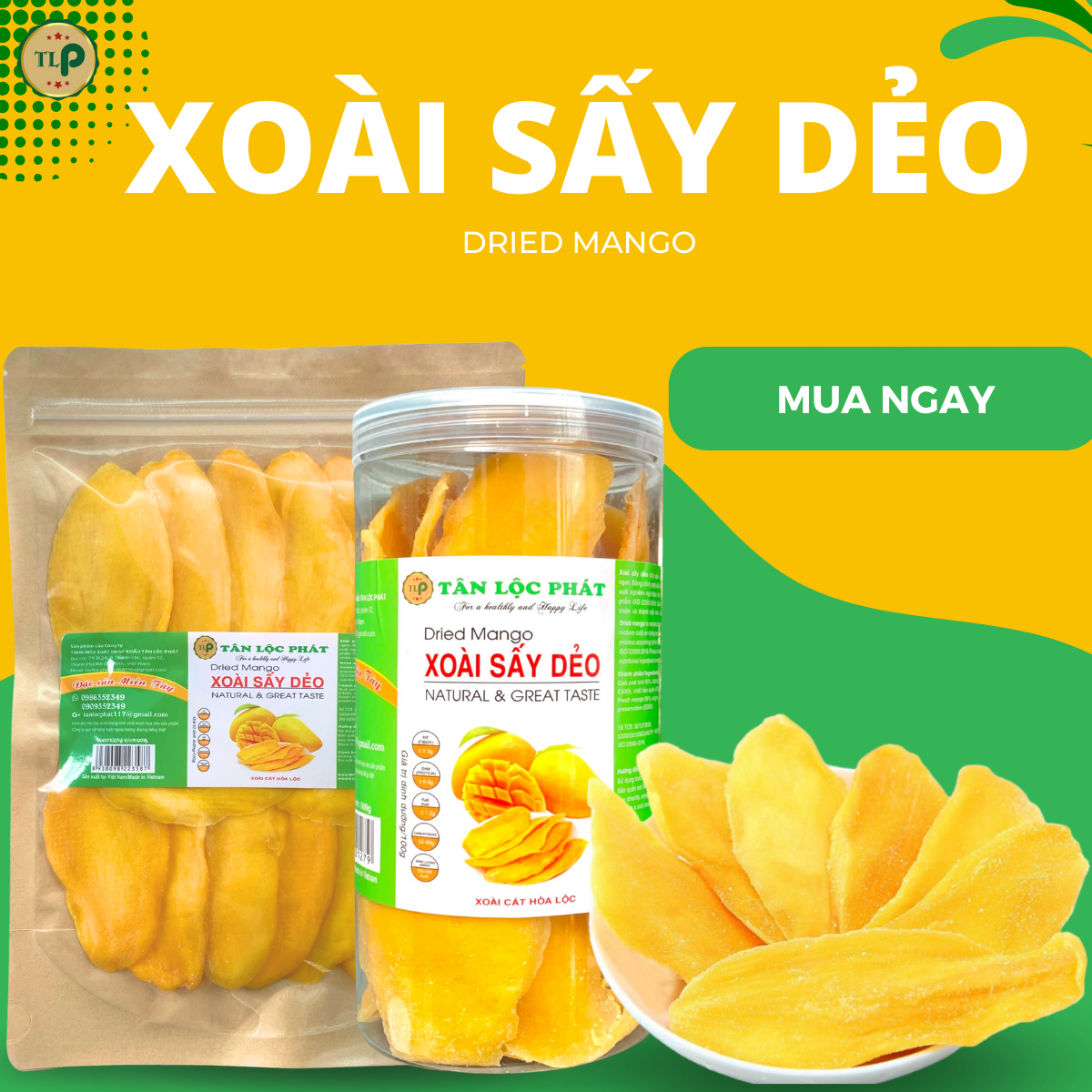 XOÀI SẤY DẺO TÂN LỘC PHÁT BỊCH 150G - THƠM DẺO KHÔNG XƠ - ĐỒ ĂN VẶT YÊU THÍCH