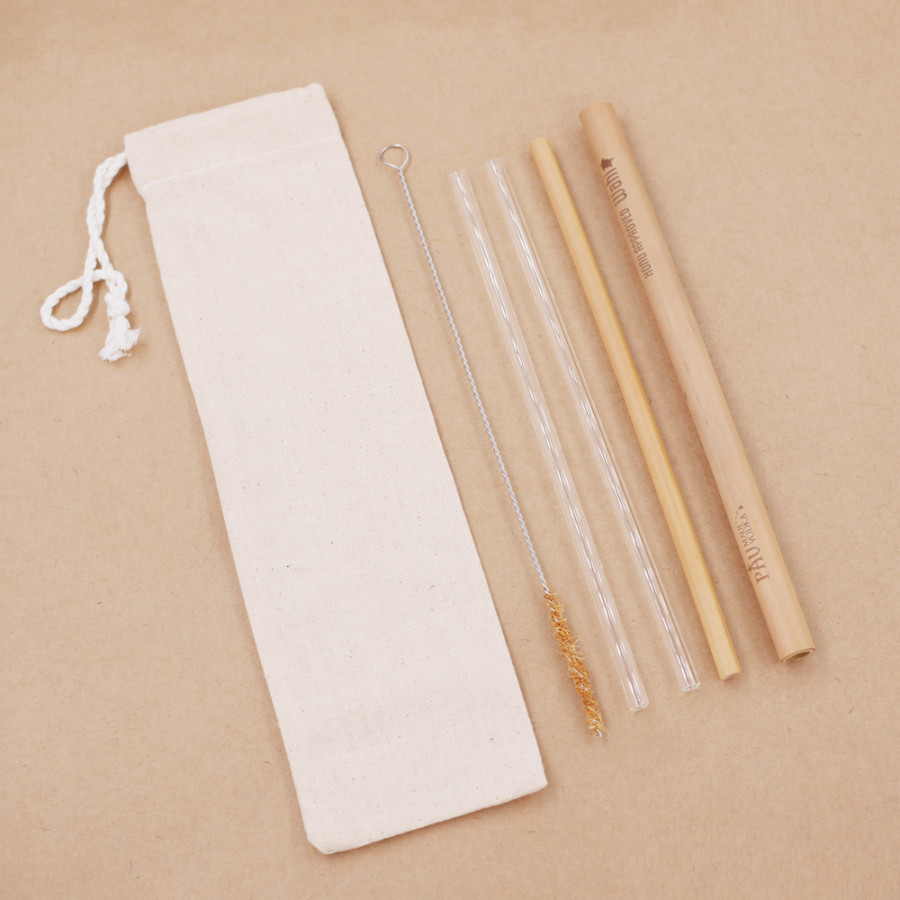 Ống Hút Thủy Tinh + Ống Hút Tre (Glass Straws + Bamboo Straws)