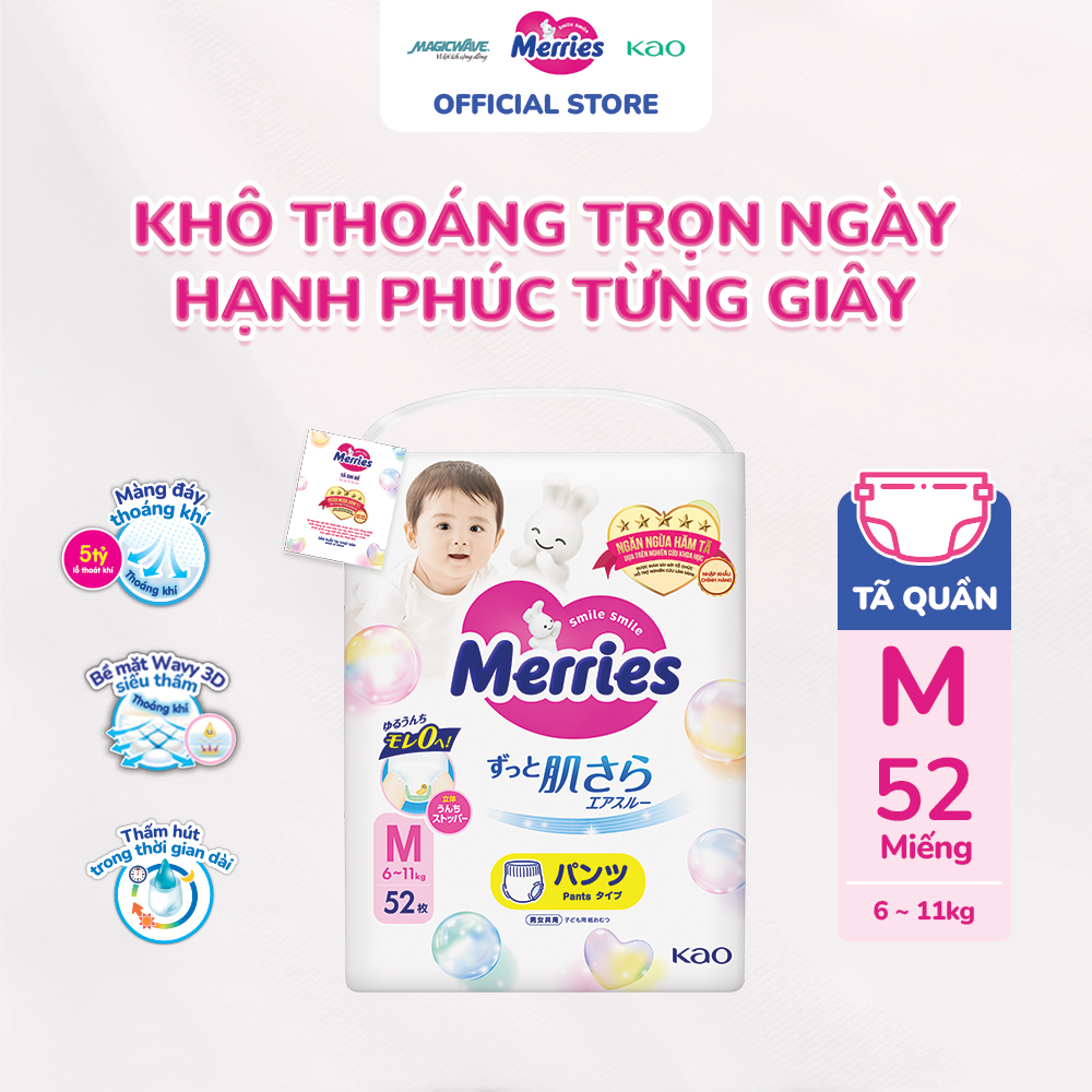 Tã quần Merries cỡ M 52 miếng