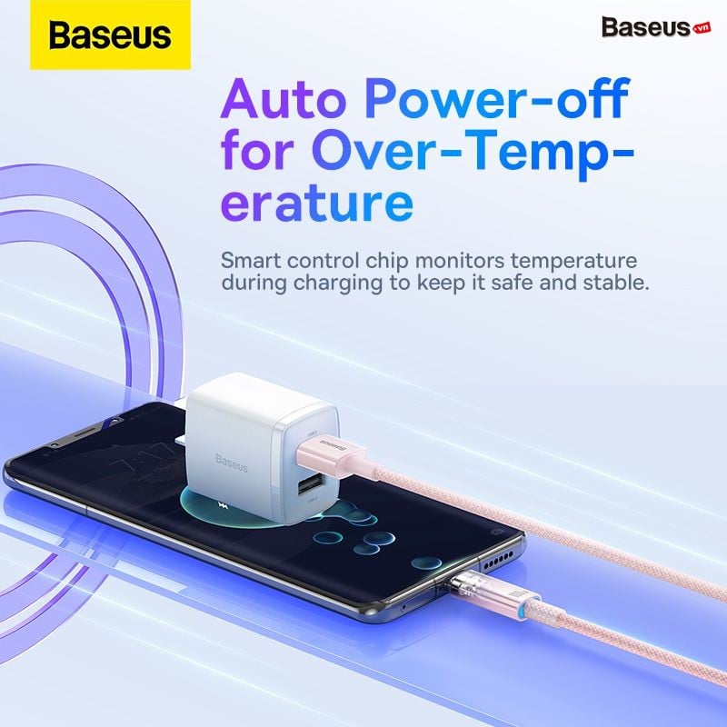 Cáp Sạc Nhanh Tự Ngắt Baseus Explorer Series 2 USB to Type-C 100W dùng cho Samsung Huawei Xiaomi Honor (Smart Power-Off with Smart Temperature Control, Fast Charging Cable) - Hàng chính hãng