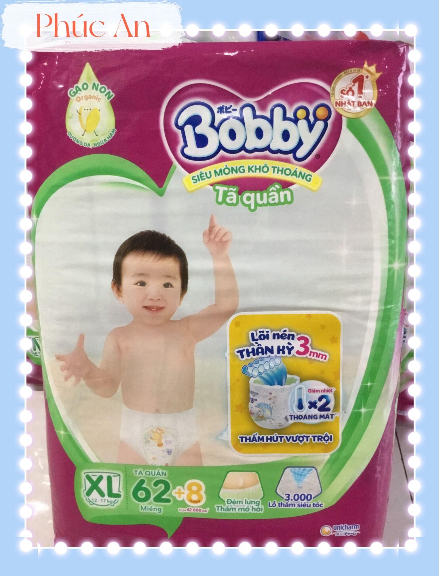 Tặng thêm 8 miếng | Tã Quần Bobby XL62 Miếng 12 Đến 17 Kg - Bỉm Quần Trẻ Em Bobby Size XL62