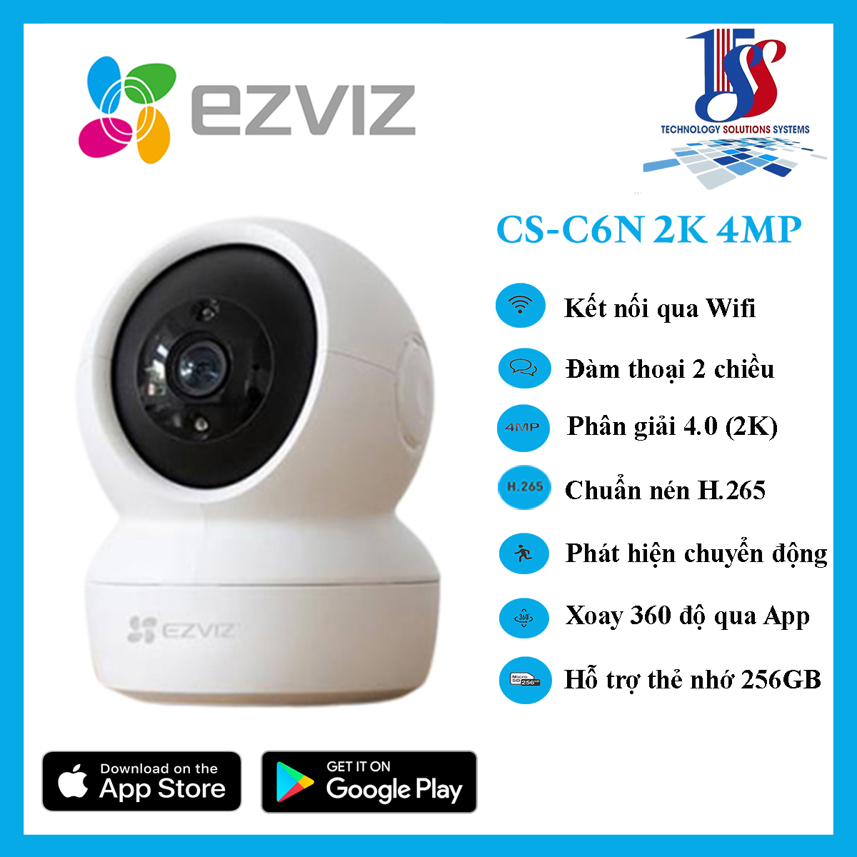 Camera wifi,camera ezviz C6N 4MP 4.0 megapixel, camera360 xoay,đàm thoại,theo dõi- Hàng chính hãng bảo hành 24 tháng