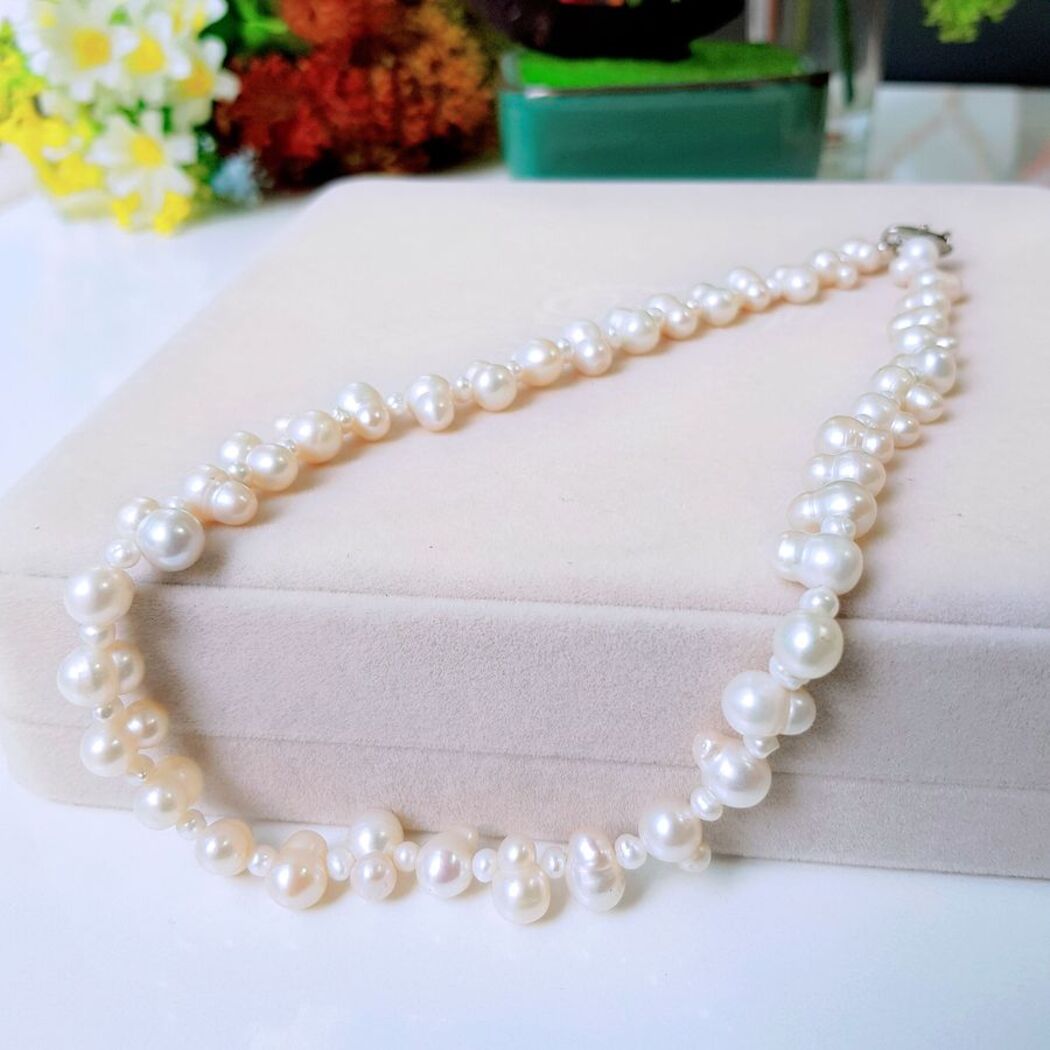 Vòng Cổ Ngọc Trai Nước Ngọt Thiên Nhiên Cao Cấp - Chuỗi Baroque Hồ Lô - Trang Sức Cô Tấm - GOURD PEARL - Trắng - CTJ4911