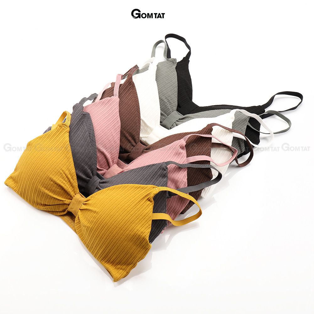 Áo bra thắt nơ 2 dây không gọng đệm mỏng siêu nâng ngực, áo lót nữ hở lưng chất cotton siêu thoáng khí - BRANO-003
