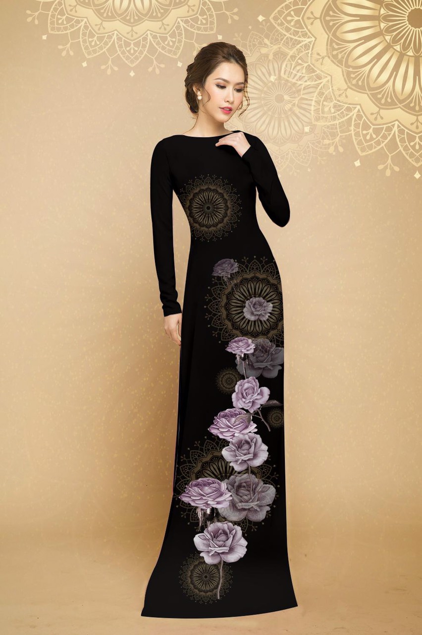 ÁO DÀI TRUYỀN THỐNG IN CẨM LAN CAO CẤP - KHÔNG KÈM QUẦN