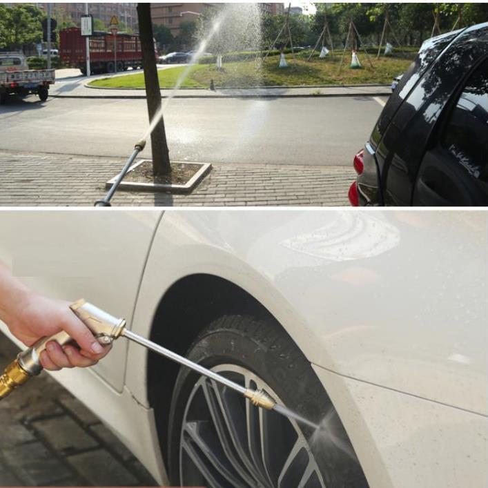 ️ Bộ dây vòi xịt nước rửa xe, tưới cây .tăng áp 3 lần,loại 7m,10m 206701-2 đầu đồng,cút,nối nhựa đen